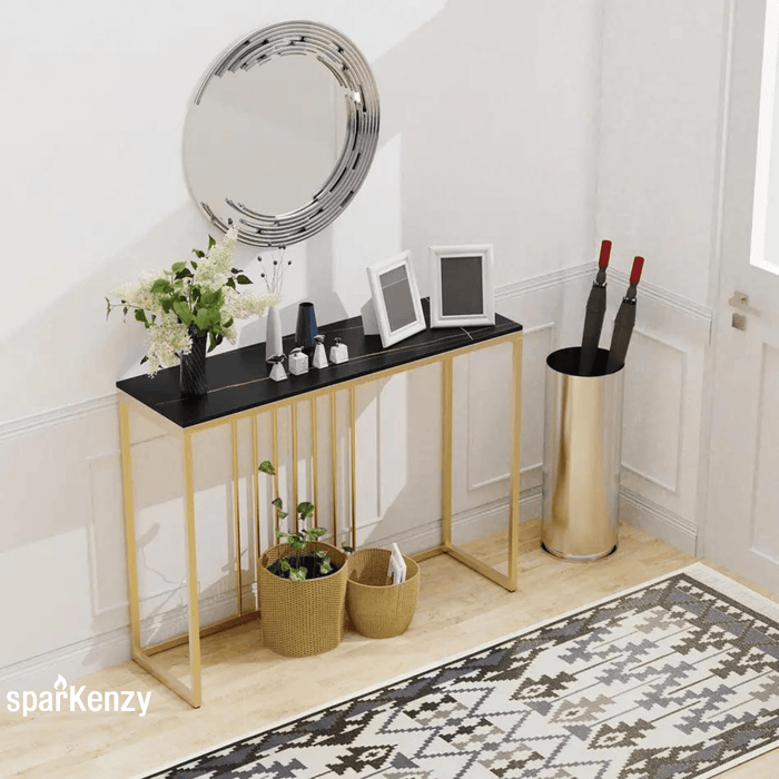 Sparkenzy Console Table - Design 3 | Hallway table for Living Room with glossy artificial Marble Top | Foyer table