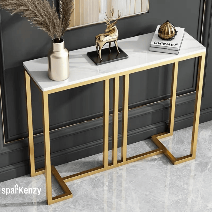 Sparkenzy Console Table - Design 3 | Hallway table for Living Room with glossy artificial Marble Top | Foyer table