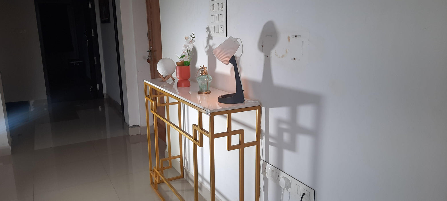 Sparkenzy Console Table| Hallway table for Living Room with glossy artificial Marble Top | Foyer table