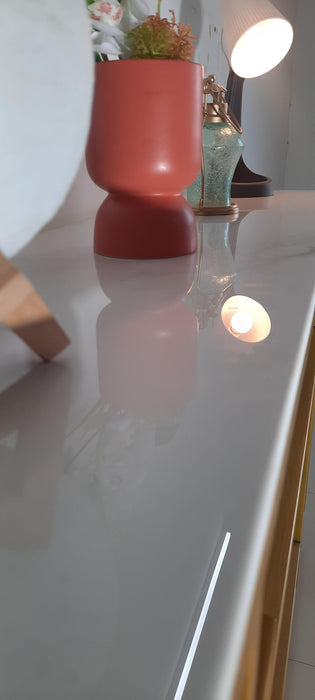 Sparkenzy Console Table| Hallway table for Living Room with glossy artificial Marble Top | Foyer table