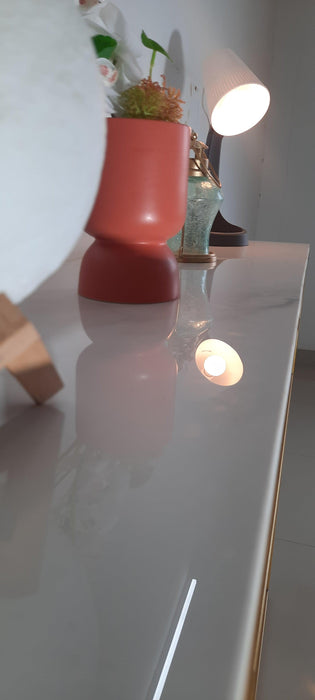 Sparkenzy Console Table| Hallway table for Living Room with glossy artificial Marble Top | Foyer table