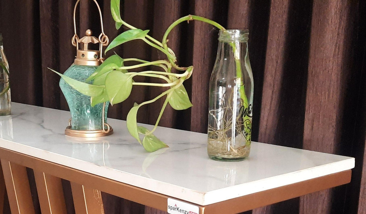 Sparkenzy Console Table - Design 4  for Living Room with glossy artificial Marble Top | Foyer table