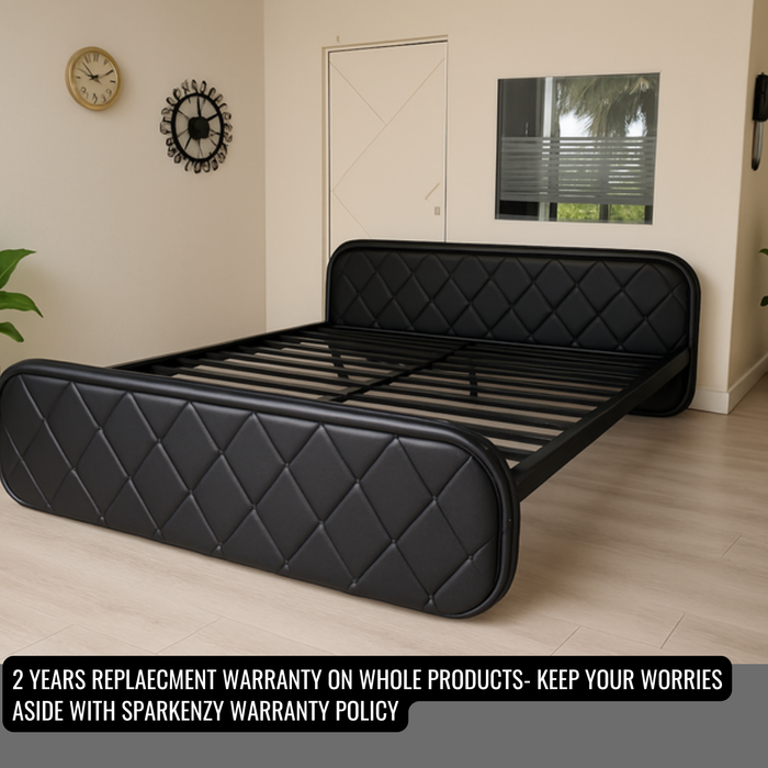 Sparkenzy Premium Upholstered Metal Bed with Storage Cushioned Bed