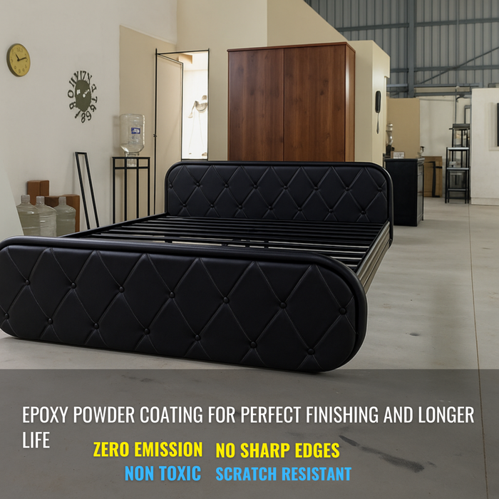 Sparkenzy Premium Upholstered Metal Bed with Storage Cushioned Bed