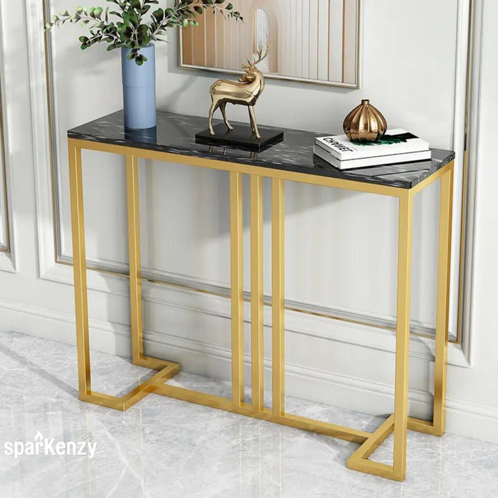 Sparkenzy Console Table - Design 3 | Hallway table for Living Room with glossy artificial Marble Top | Foyer table
