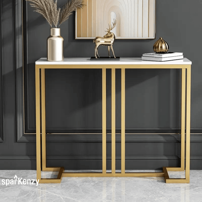 Sparkenzy Console Table - Design 3 | Hallway table for Living Room with glossy artificial Marble Top | Foyer table