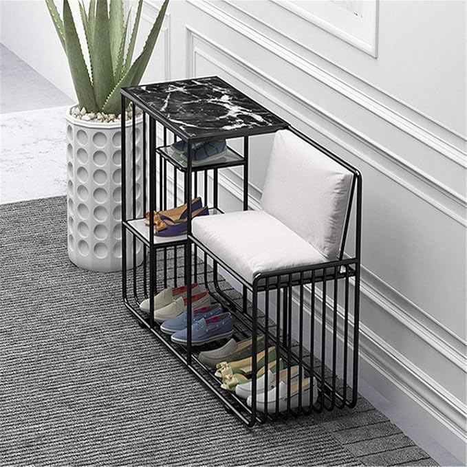 Sparkenzy Modern Shoe rack with Seat | Metal slipper stand