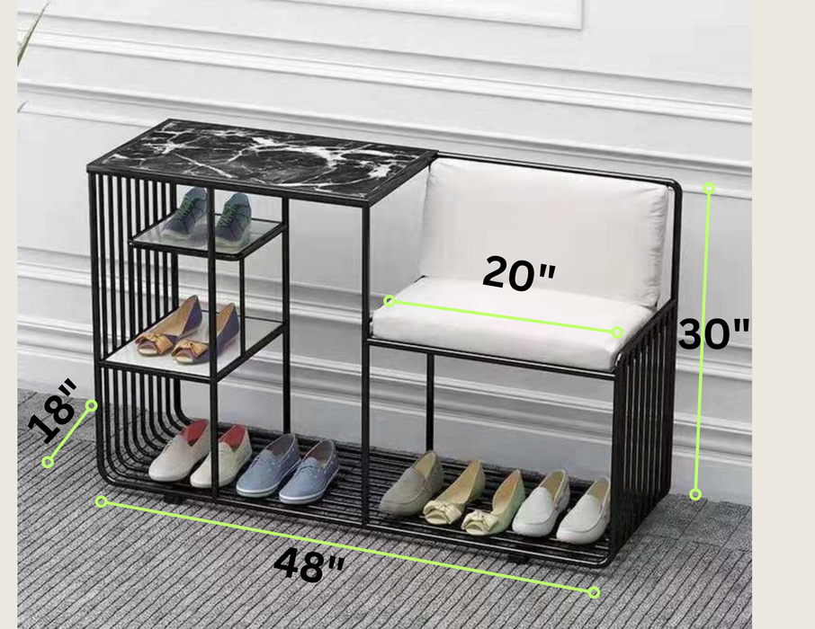Sparkenzy Modern Shoe rack with Seat | Metal slipper stand