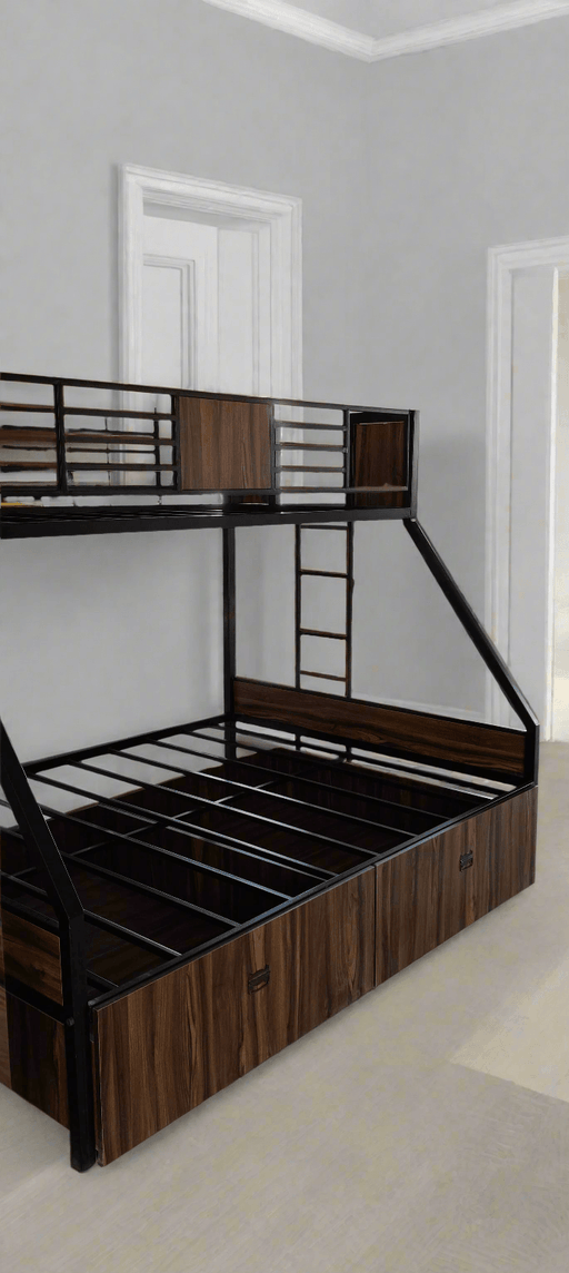 Twin bunk cot with under storage