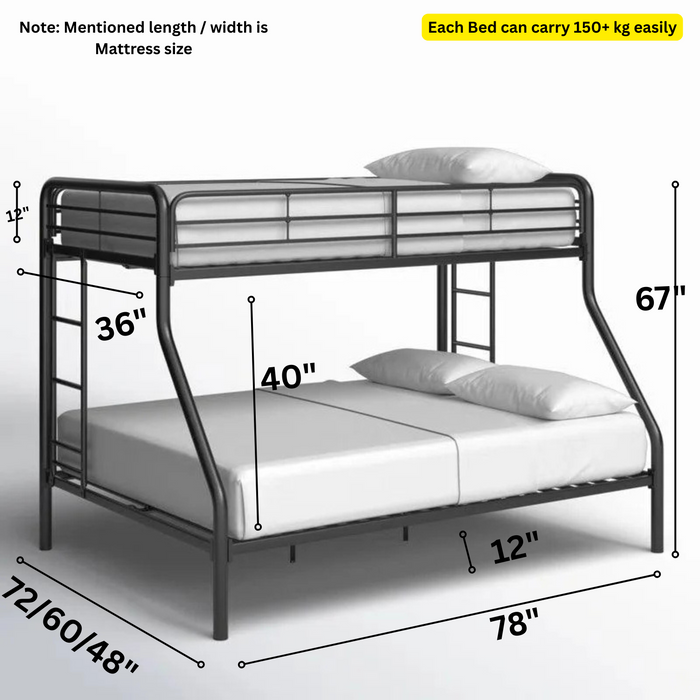Sparkenzy HD Twin Bunk Cot for adults and kids- Metal Bed