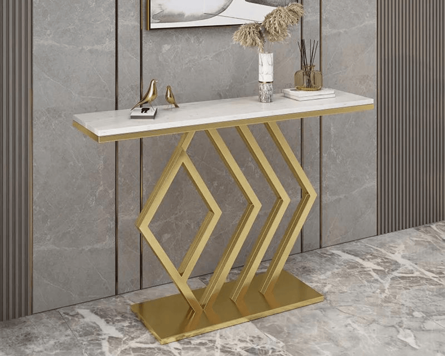 Sparkenzy Modern Console Table for Living Room with Marble Top | Entryway foyer table