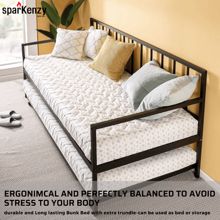 Sparkenzy Day Bed with trundle made with metal | Sofa cum metal bed for living room