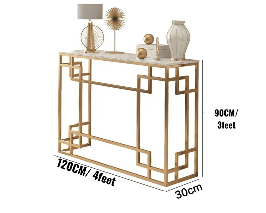 Sparkenzy Console Table| Hallway table for Living Room with glossy artificial Marble Top | Foyer table
