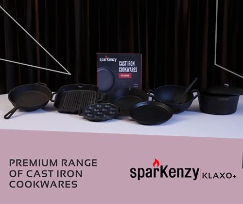 Sparkenzy Cast Iron Grill Pan | Griddle Pre Seasoned 10 inch