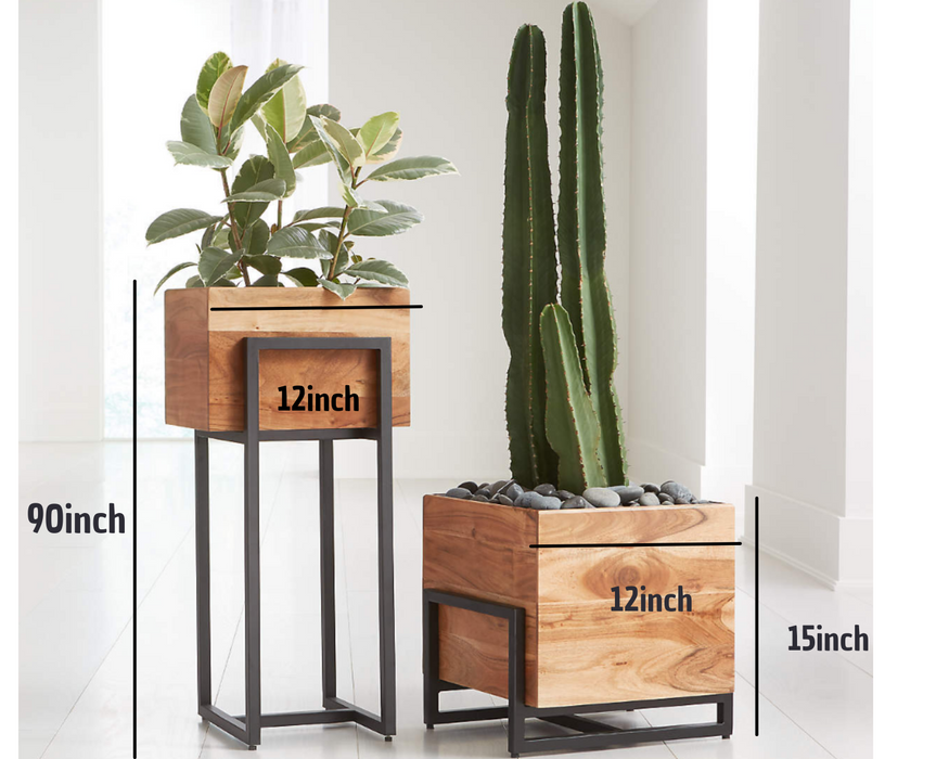 Sparkenzy wooden planter pot stand | Jade, Cactus Stand Indoor-2 Quantity