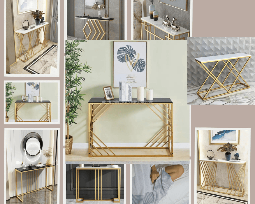 Sparkenzy Modern Console Table for Living Room with Marble Top | Entryway foyer table