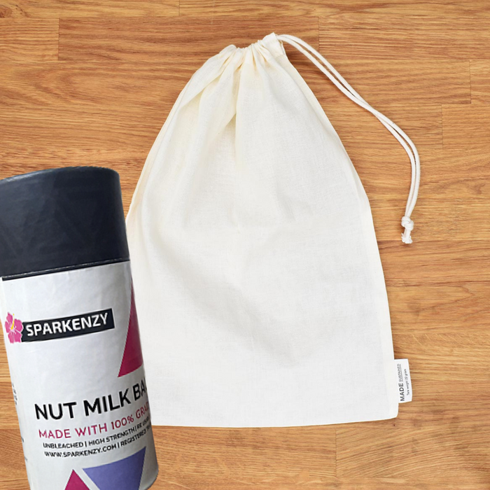 Sparkenzy Unbleached Nut Milk Bag | Muslin Cloth | Cheese Making | Strainer - Sparkenzy.com