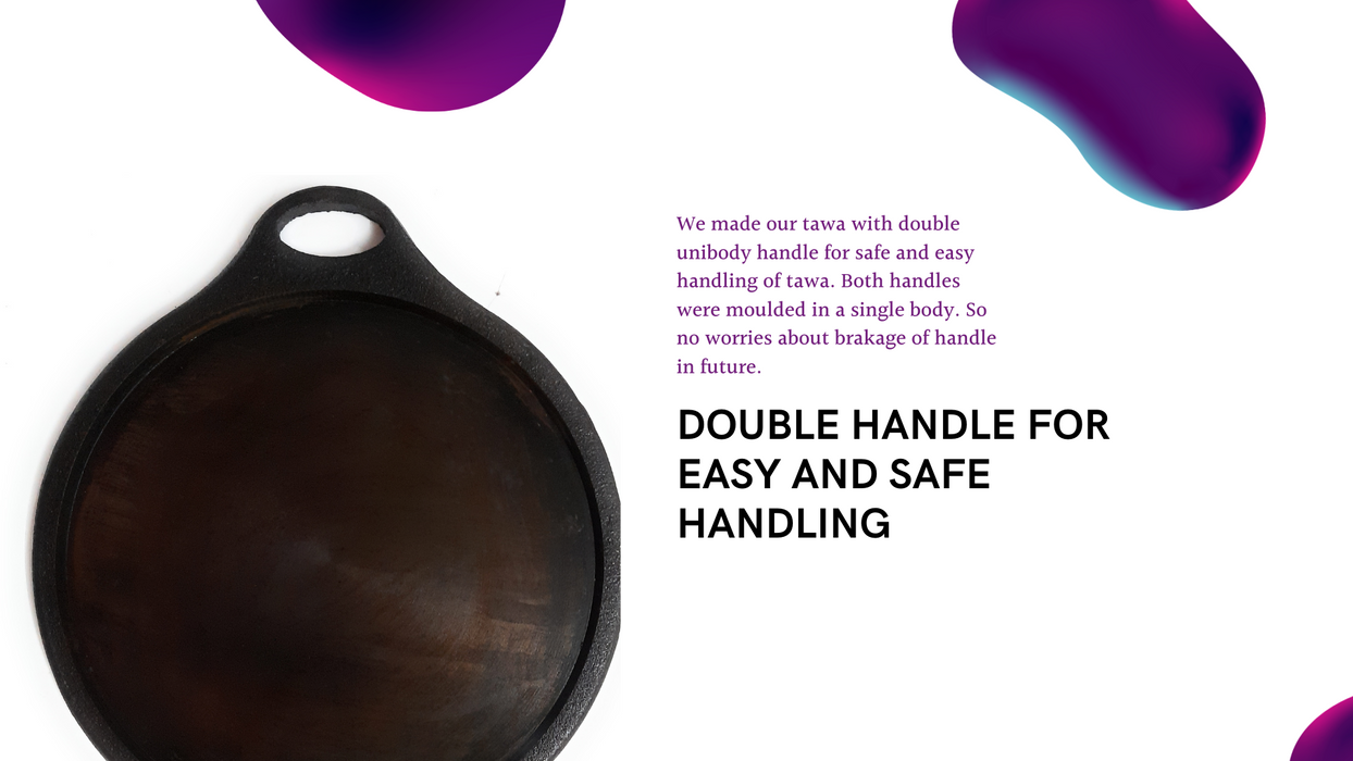 Sparkenzy Pre seasoned Cast iron Tawa 11 inch | kadai 10 inch | Paniyaram pan 12 pit | Combo - Sparkenzy.com