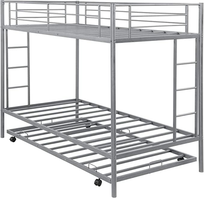 Sparkenzy HD Metal Bunk Cot with trundle for Adults and kids | Triple Bunk Bed