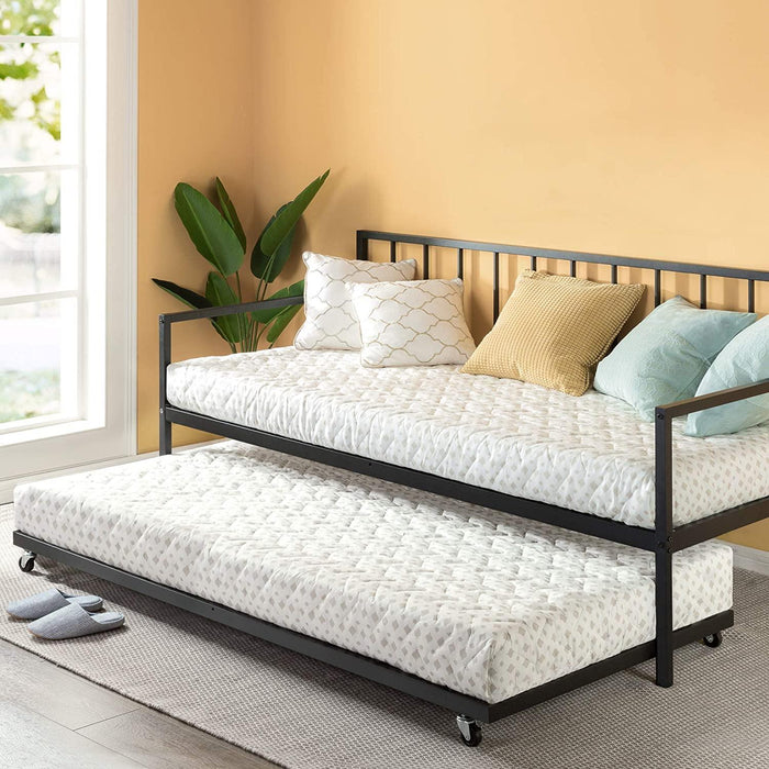 Sparkenzy Day Bed with trundle made with metal | Sofa cum metal bed for living room