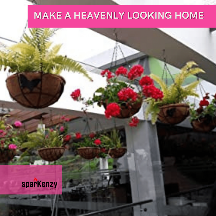 Sparkenzy 8 Inch Coir Hanging Basket | Coir Hanging Pots for Garden - Sparkenzy.com