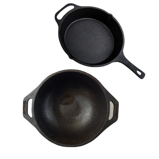 Sparkenzy Pre seasoned Cast iron Skillet 10 inch | Kadai 10 inch | Combo - Sparkenzy.com