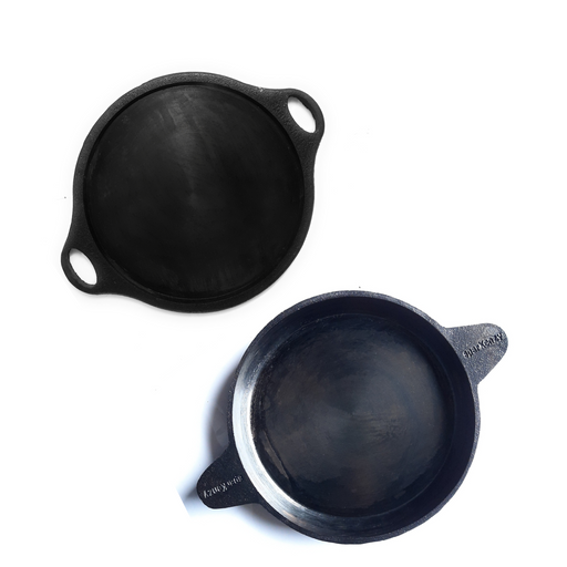 Sparkenzy Pre seasoned Cast iron Tawa 11 inch | Fish fry pan 9 inch | Combo - Sparkenzy.com