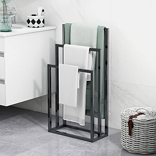 Sparkenzy 3 Tiers Metal Towel Rack | Modern Freestanding Towel Holder for Bathroom Accessories Organizer for Bath Storage & Hand Towels