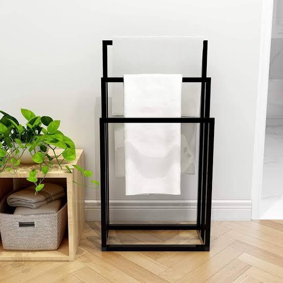 Sparkenzy 3 Tiers Metal Towel Rack | Modern Freestanding Towel Holder for Bathroom Accessories Organizer for Bath Storage & Hand Towels