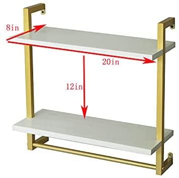 Sparkenzy Wall Shelves for bathroom towel racks | towel holder | Gold | Metal with wood