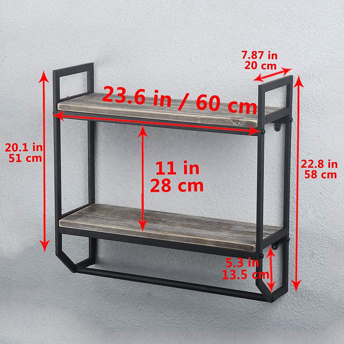 Sparkenzy Bathroom towel rack Shelves Wall Mounted |  towel hanger | towel rod for bathroom | Metal & Wood