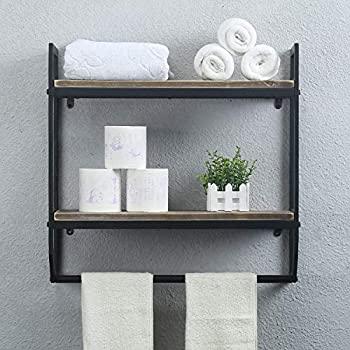 Sparkenzy Bathroom towel rack Shelves Wall Mounted | towel hanger | towel rod for bathroom | Metal & Wood