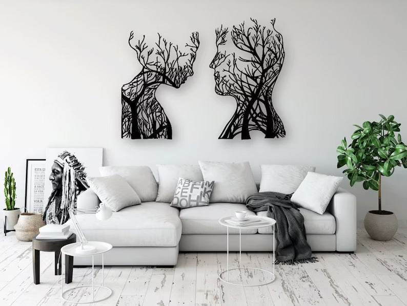 Sparkenzy Trees of Life metal wall art decor | Tree Face | Custom size and colors