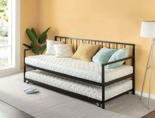 Sparkenzy Day Bed with trundle made with metal | Sofa cum metal bed for living room
