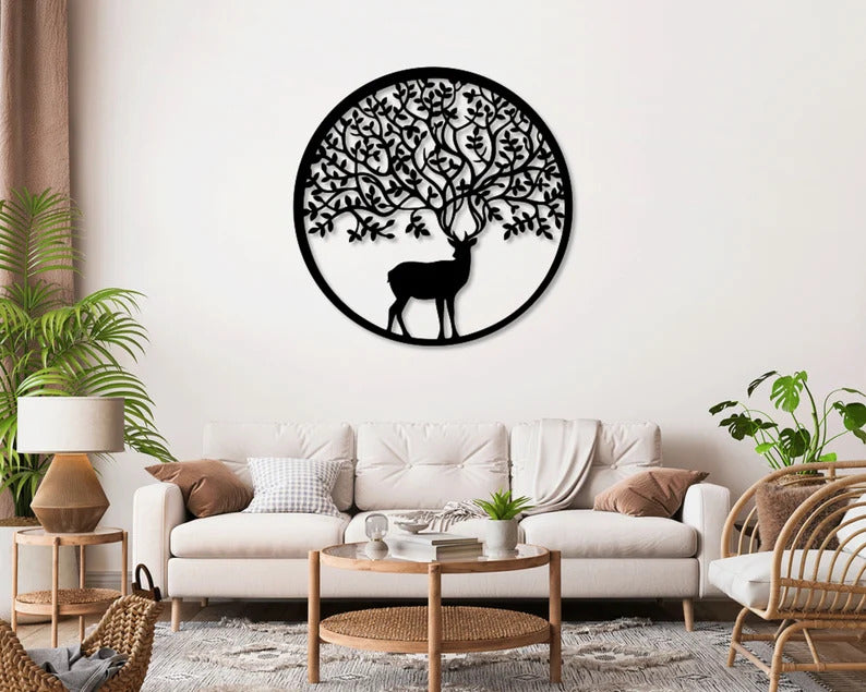 Sparkenzy metal tree of life wall art decor in deer head design | Custom size and colors avilable
