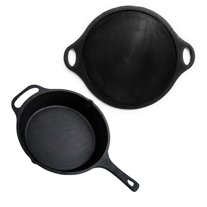 Sparkenzy Pre seasoned Cast iron Dosa Tawa 11 inch | Skillet 10 inch | Combo - Sparkenzy.com