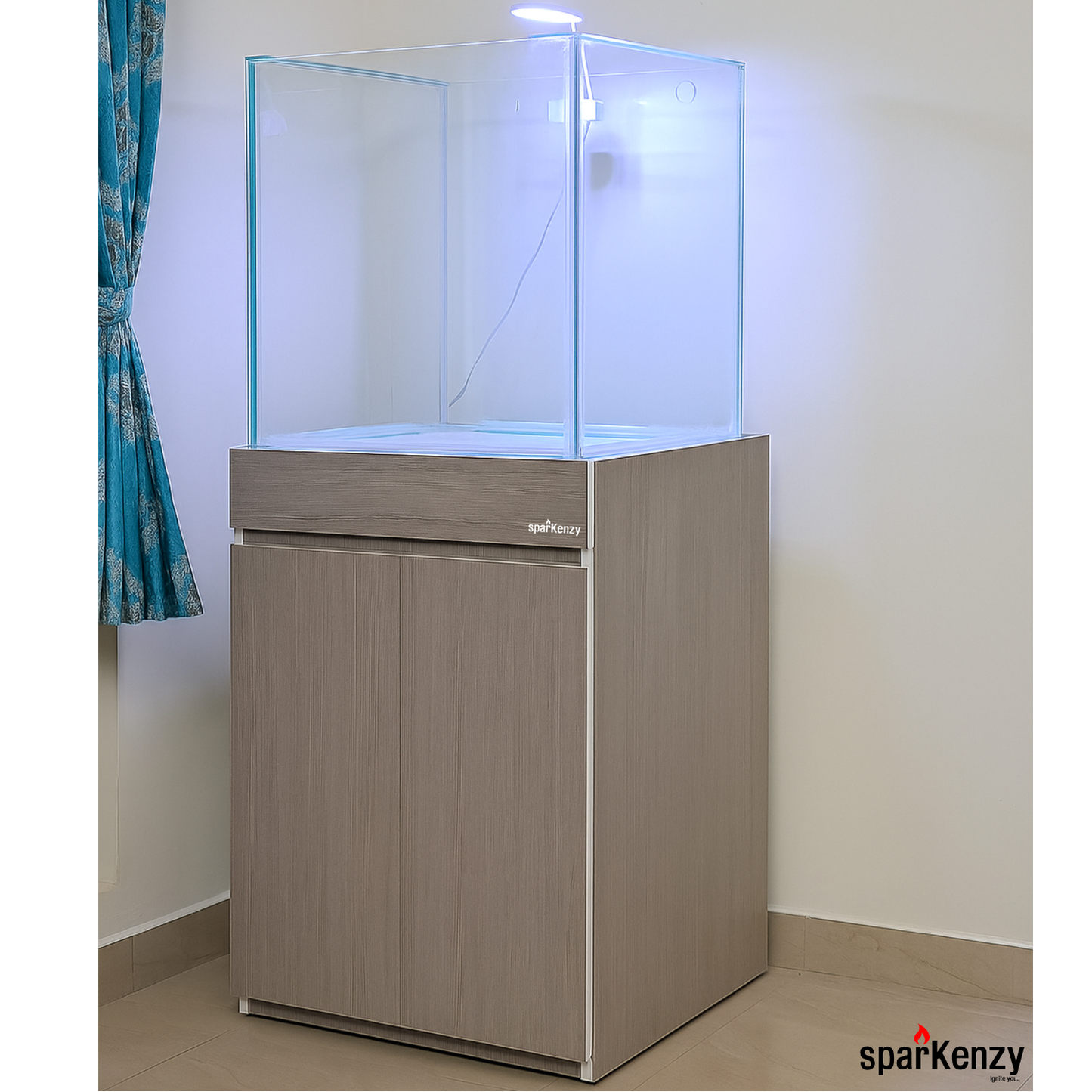 Sparkenzy Metal Framed Aquarium Wooden Cabinet | Fish Tank Stand | Full Enclosed