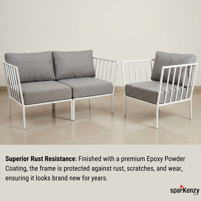 Sparkenzy Modern Steel Sofa with Cushion- Suitable for Outdoor/Indoor/Patio-3,4,5,6 Seater