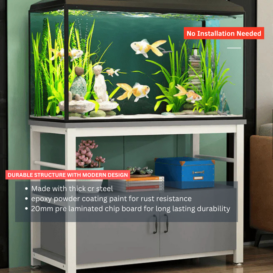 Sparkenzy Aquarium Stand with Wooden Cabinet | Fish Tank Stand Rack 2 Tier