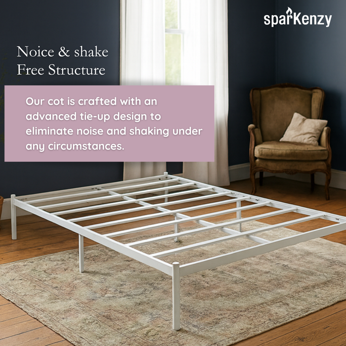 Sparkenzy Modern Steel Bed with Dual Comfort Mattress 6" with Bamboo fabric combo