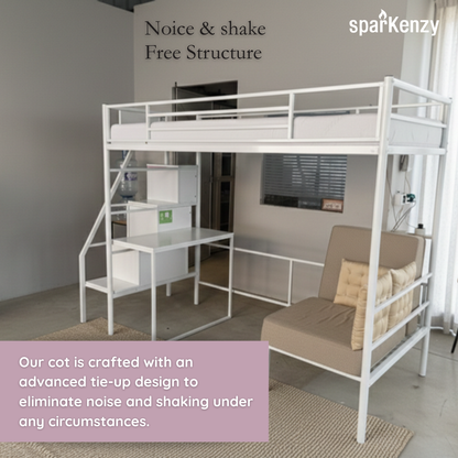Sparkenzy Loft Bed with study table | Workstation, Sofa and Stair case step