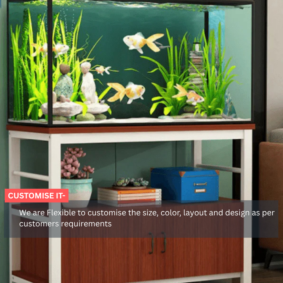 Sparkenzy Aquarium Stand with Wooden Cabinet | Fish Tank Stand Rack 2 Tier