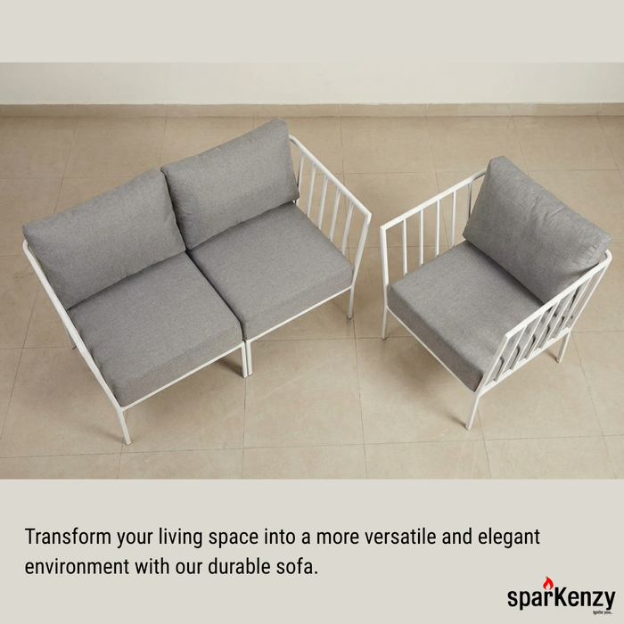 Sparkenzy Modern Steel Sofa with Cushion- Suitable for Outdoor/Indoor/Patio-3,4,5,6 Seater