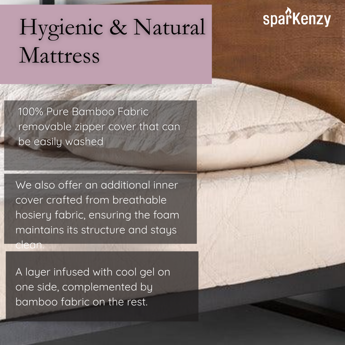 Sparkenzy Steel Bed with wooden Head and Foot Board | King/queen/double/single