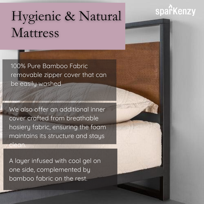 Sparkenzy Metal Bed | Steel Cot with Wooden Head and Foot Board|  King/queen Size