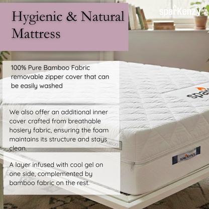 Sparkenzy Modern Steel Bed with Dual Comfort Mattress 6" with Bamboo fabric combo