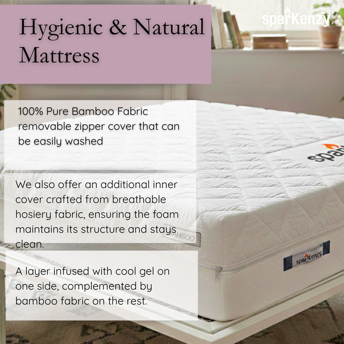 Sparkenzy Modern Steel Bed with Dual Comfort Mattress 6" with Bamboo fabric combo