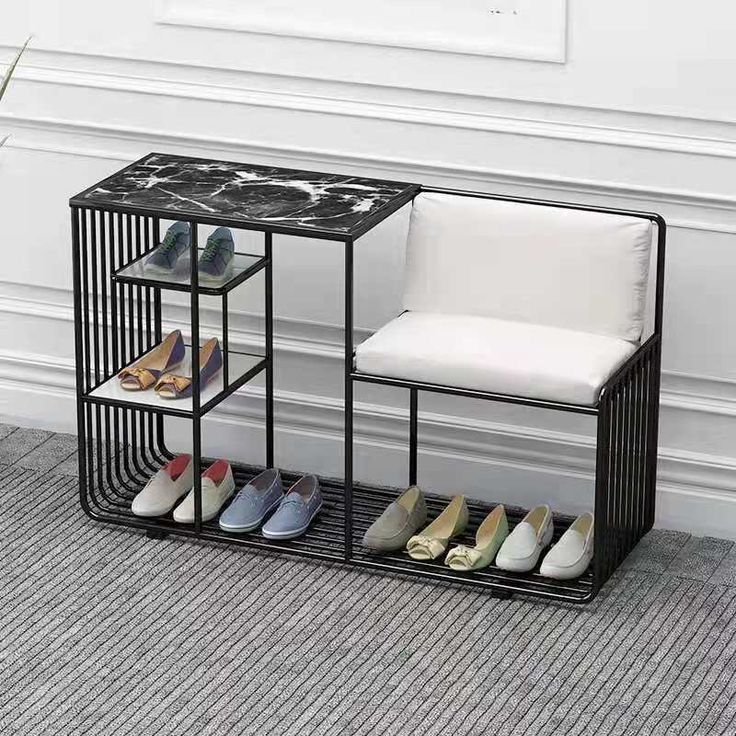 Sparkenzy Modern Shoe rack with Seat | Metal slipper stand