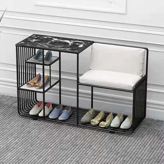 Sparkenzy Modern Shoe rack with Seat | Metal slipper stand