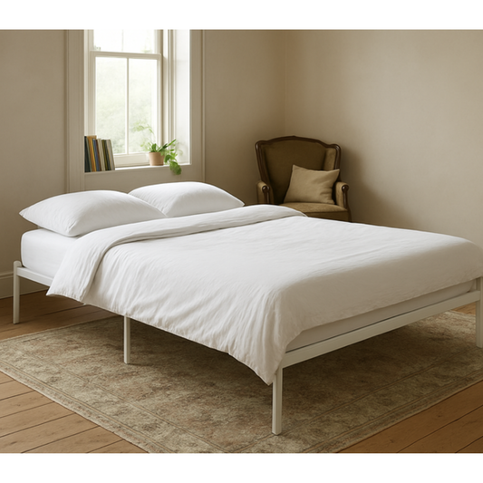 Sparkenzy Modern Steel Bed with Dual Comfort Mattress 6" with Bamboo fabric combo